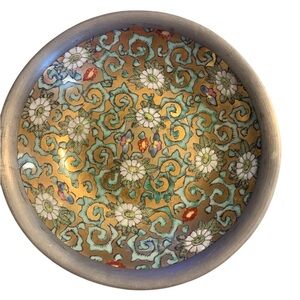 Andrea 6"  Pewter Encased Painted Japanese Porcelain Ware Decorated Hong Kong